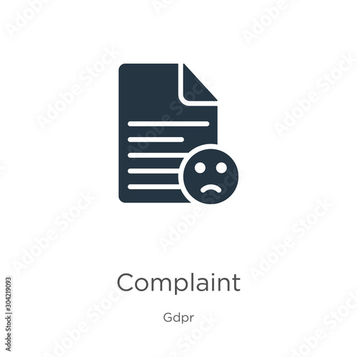 Complaint icon vector. Trendy flat complaint icon from gdpr collection isolated on white background. Vector illustration can be used for web and mobile graphic design, logo, eps10