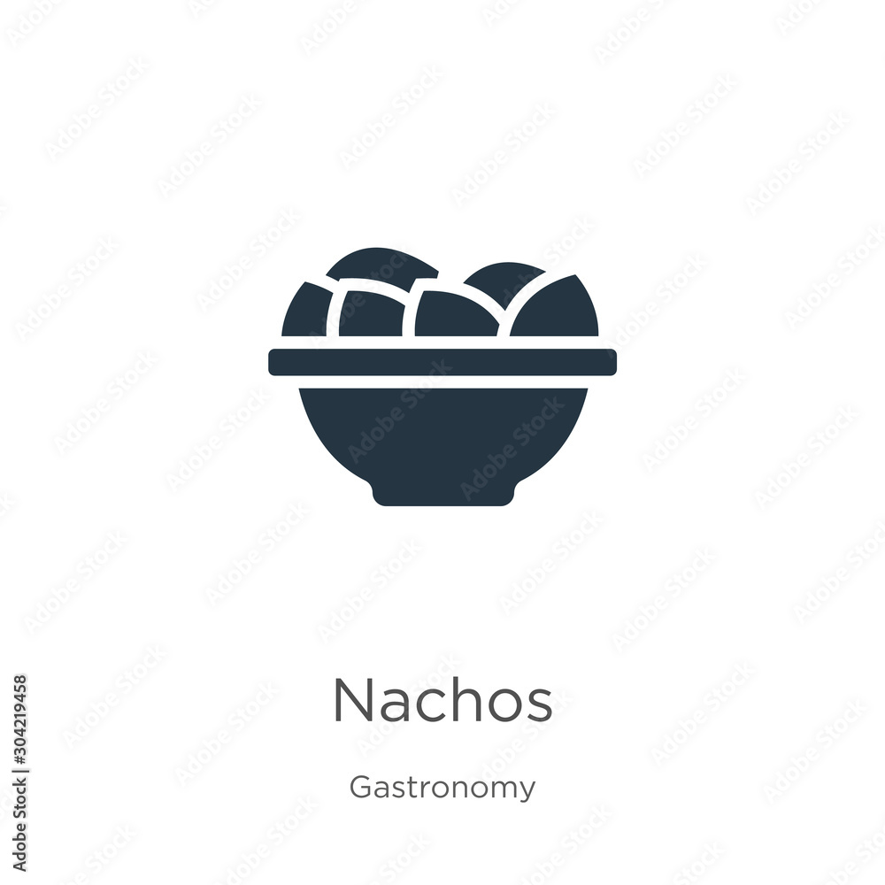 Nachos icon vector. Trendy flat nachos icon from gastronomy collection isolated on white background. Vector illustration can be used for web and mobile graphic design, logo, eps10 Nachos icon vector. Trendy flat nachos icon from gastronomy collection isolated on white background. Vector illustration can be used for web and mobile graphic design, logo, eps10
