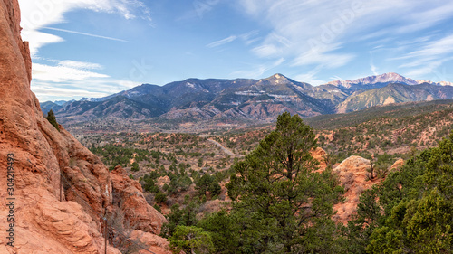 Garden of the Gods panoramic view of the rockies