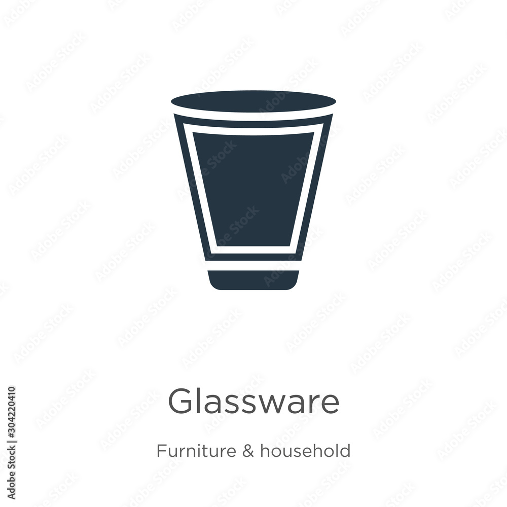 Glassware icon vector. Trendy flat glassware icon from furniture and household collection isolated on white background. Vector illustration can be used for web and mobile graphic design, logo, eps10 Glassware icon vector. Trendy flat glassware icon from furniture and household collection isolated on white background. Vector illustration can be used for web and mobile graphic design, logo, eps10