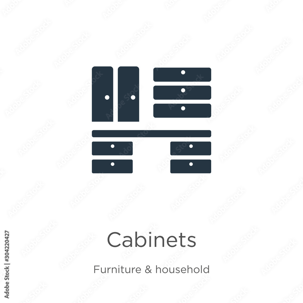 Cabinets icon vector. Trendy flat cabinets icon from furniture and household collection isolated on white background. Vector illustration can be used for web and mobile graphic design, logo, eps10 Cabinets icon vector. Trendy flat cabinets icon from furniture and household collection isolated on white background. Vector illustration can be used for web and mobile graphic design, logo, eps10