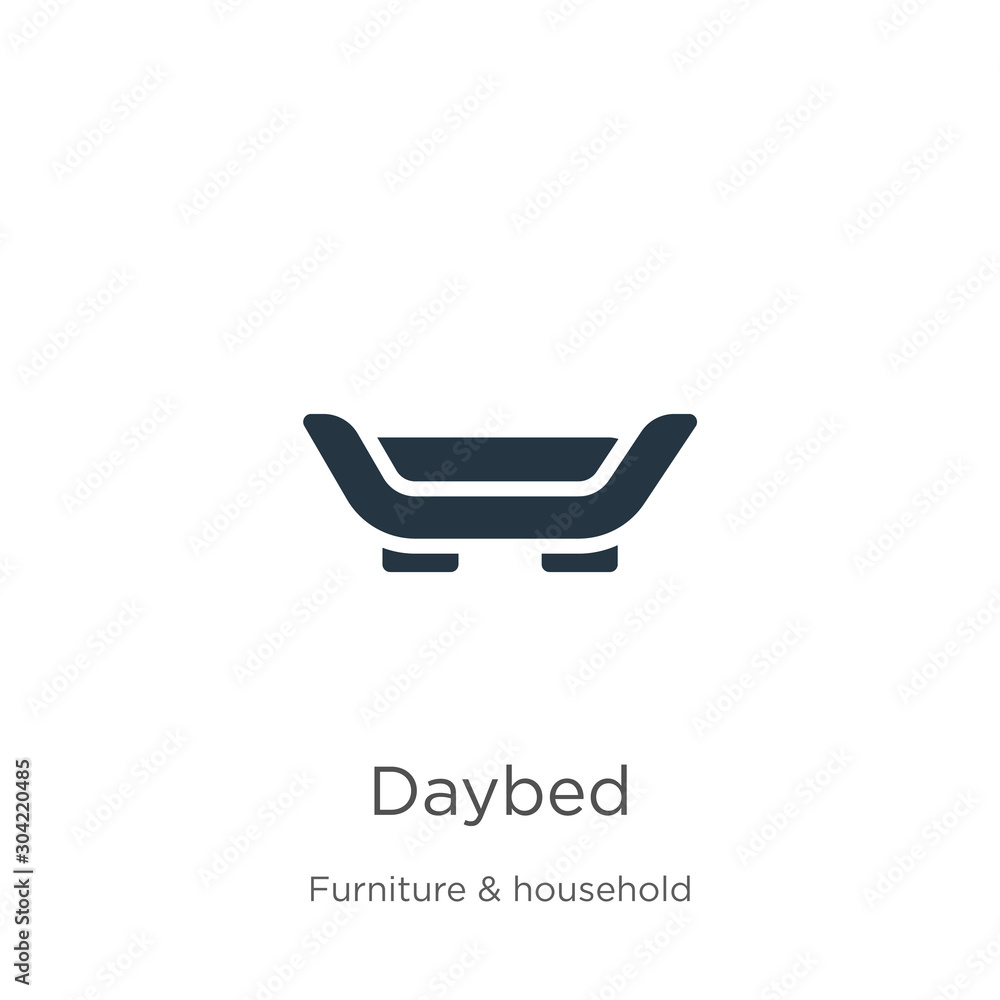 Daybed icon vector. Trendy flat daybed icon from furniture and household collection isolated on white background. Vector illustration can be used for web and mobile graphic design, logo, eps10 Daybed icon vector. Trendy flat daybed icon from furniture and household collection isolated on white background. Vector illustration can be used for web and mobile graphic design, logo, eps10