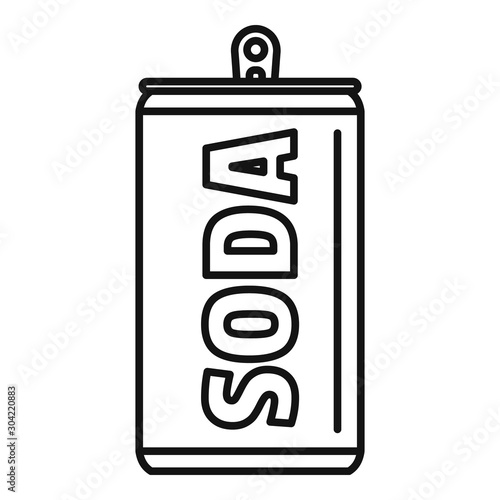 Soda tin can icon. Outline soda tin can vector icon for web design isolated on white background