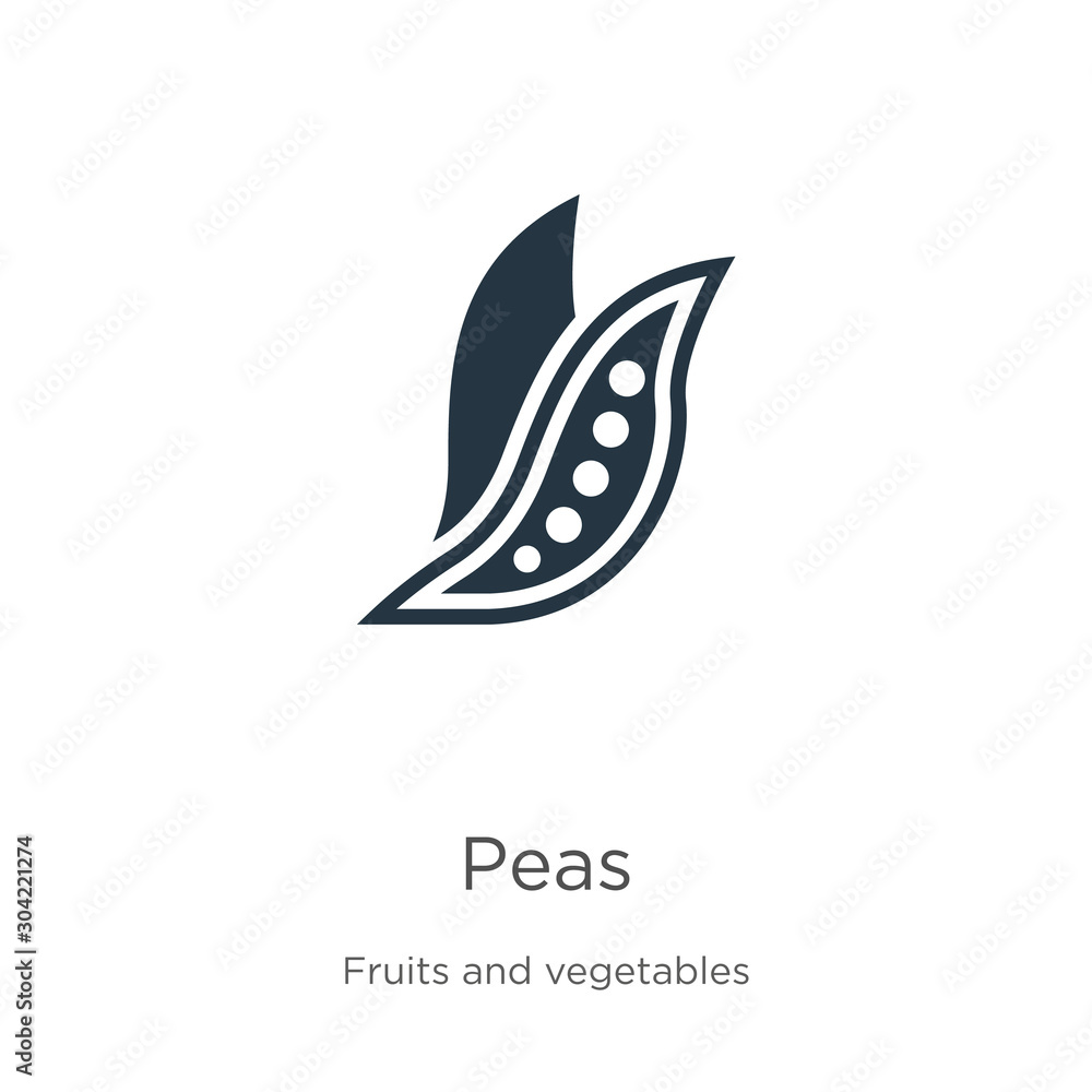 Peas icon vector. Trendy flat peas icon from fruits collection isolated on white background. Vector illustration can be used for web and mobile graphic design, logo, eps10 Peas icon vector. Trendy flat peas icon from fruits collection isolated on white background. Vector illustration can be used for web and mobile graphic design, logo, eps10