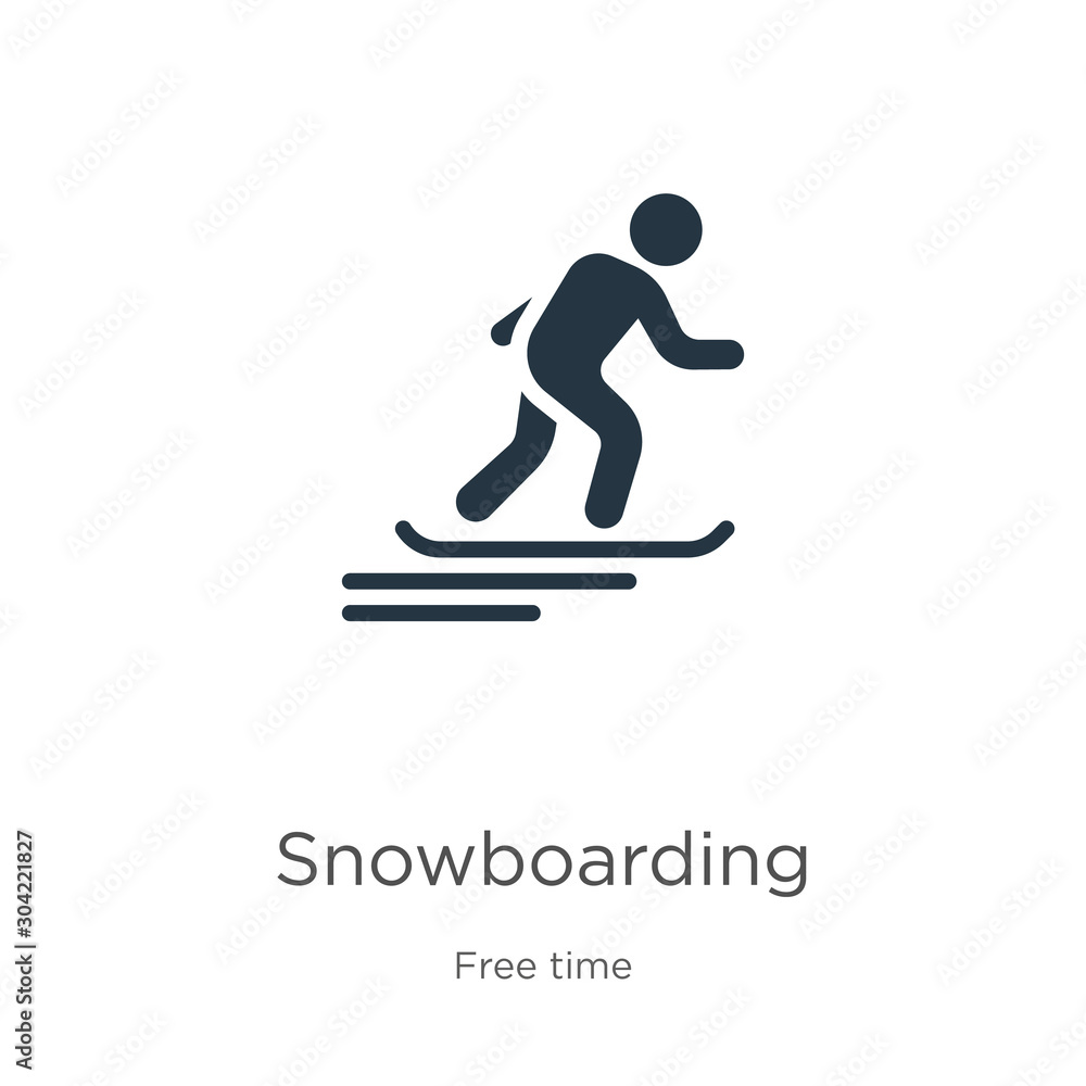 Snowboarding icon vector. Trendy flat snowboarding icon from free time collection isolated on white background. Vector illustration can be used for web and mobile graphic design, logo, eps10