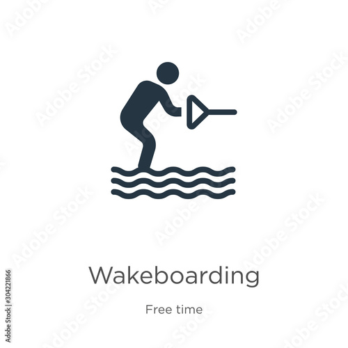 Wakeboarding icon vector. Trendy flat wakeboarding icon from free time collection isolated on white background. Vector illustration can be used for web and mobile graphic design, logo, eps10