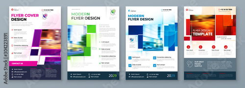 Flyer Template Layout Design. Corporate Business Flyer, Report, Catalog, Magazine Mockup. Creative modern bright concept with square shapes