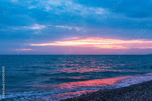 Beautiful pink sunset over the sea. Sochi  Russia