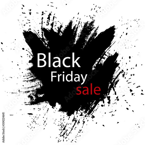 Black friday. Sale. Vector template. Handwritten lettering design with ink and brush on acrylic stain. Black Friday banner on white.