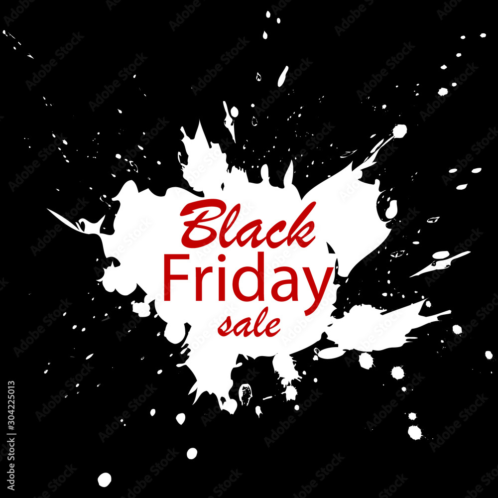 Black friday. Sale. Vector template. Handwritten lettering design with ink and brush on acrylic stain. Black Friday banner on white.