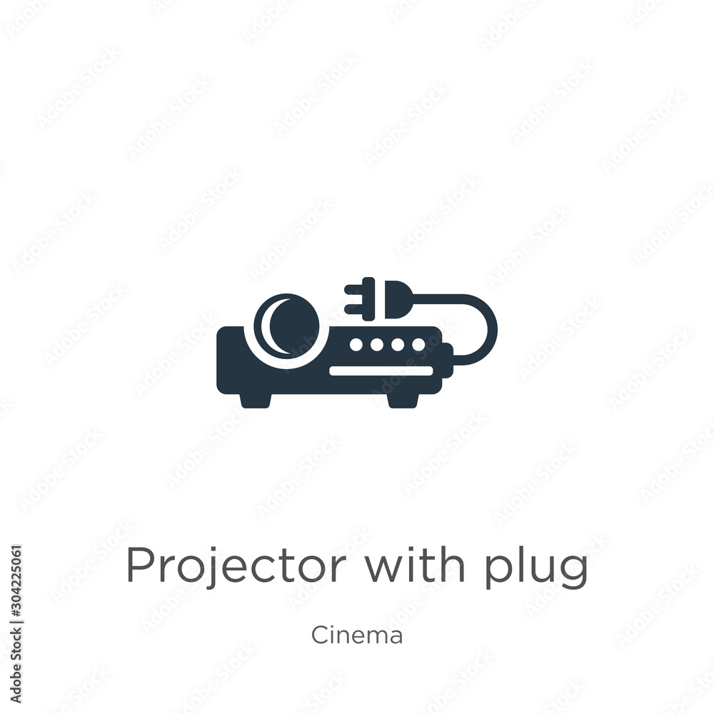Projector with plug icon vector. Trendy flat projector with plug icon from cinema collection isolated on white background. Vector illustration can be used for web and mobile graphic design, logo, Projector with plug icon vector. Trendy flat projector with plug icon from cinema collection isolated on white background. Vector illustration can be used for web and mobile graphic design, logo,