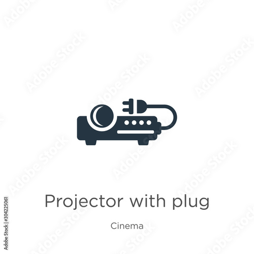 Projector with plug icon vector. Trendy flat projector with plug icon from cinema collection isolated on white background. Vector illustration can be used for web and mobile graphic design, logo,