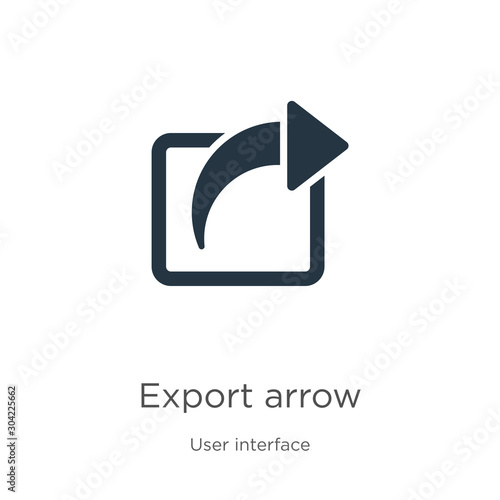 Export arrow icon vector. Trendy flat export arrow icon from user interface collection isolated on white background. Vector illustration can be used for web and mobile graphic design, logo, eps10