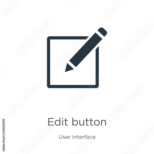 Edit button icon vector. Trendy flat edit button icon from user interface collection isolated on white background. Vector illustration can be used for web and mobile graphic design, logo, eps10