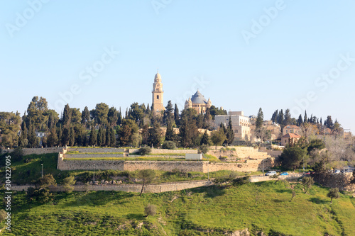 Mount Zion with Abbey of the Dormition in Jerusalem, Israel
