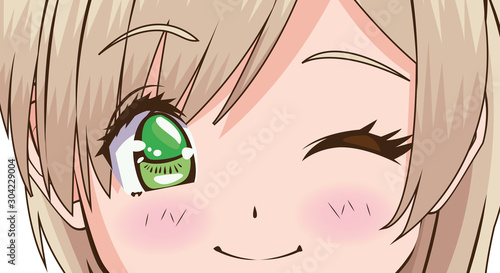 face young woman anime style character