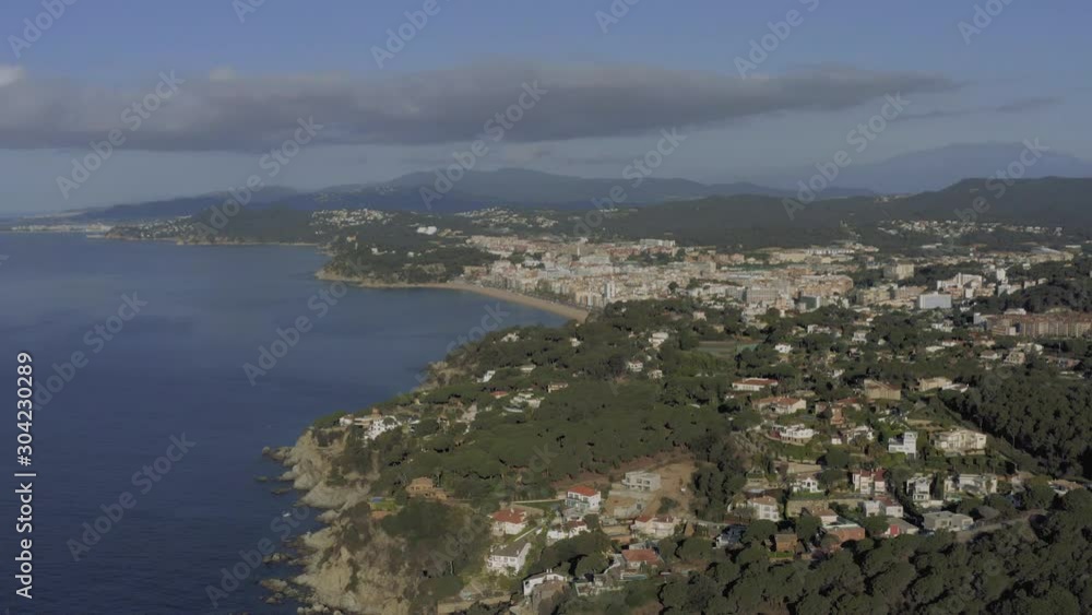 Lloret de Mar on Mediterranean Sea in summer Spain 4K drone flight Lloret de Mar on Mediterranean Sea in summer Spain 4K drone flight