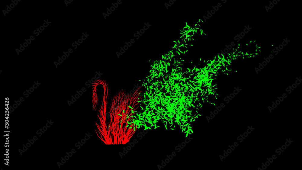 Growing Tree in a shape of a swan. Eco Concept. 3D rendering. Growing Tree in a shape of a swan. Eco Concept. 3D rendering.