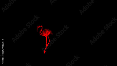 Growing Tree in a shape of a flamingo. Eco Concept. 3D rendering.