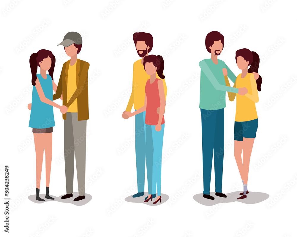 Fototapeta premium Couples of girl and boy vector design