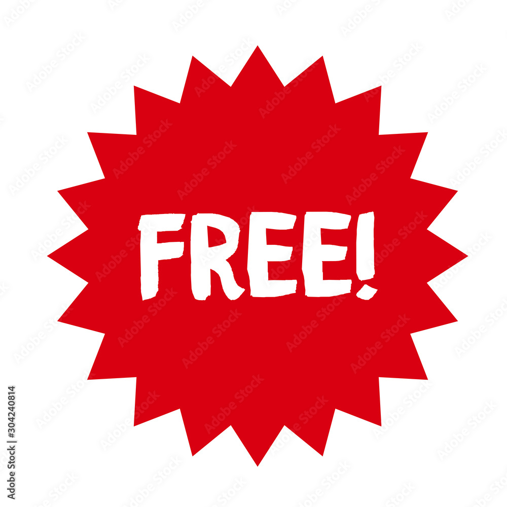 Free! red badge design. Retail starburst badge vector. Free! red badge design. Retail starburst badge vector.