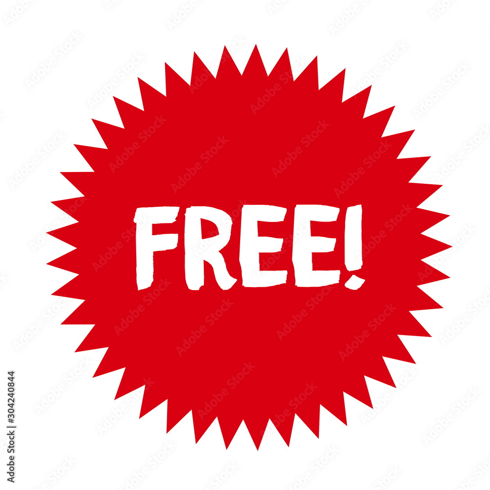 Free! red badge design. Retail starburst badge vector. Free! red badge design. Retail starburst badge vector.