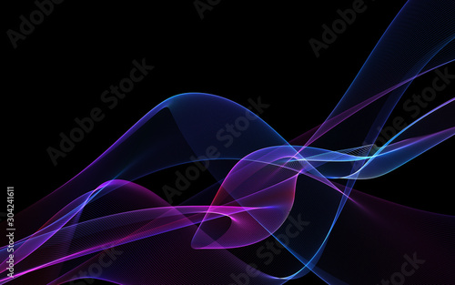 Dark abstract background with a glowing abstract waves