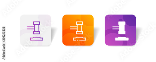 judge hammer outline and solid icon in smooth gradient background button