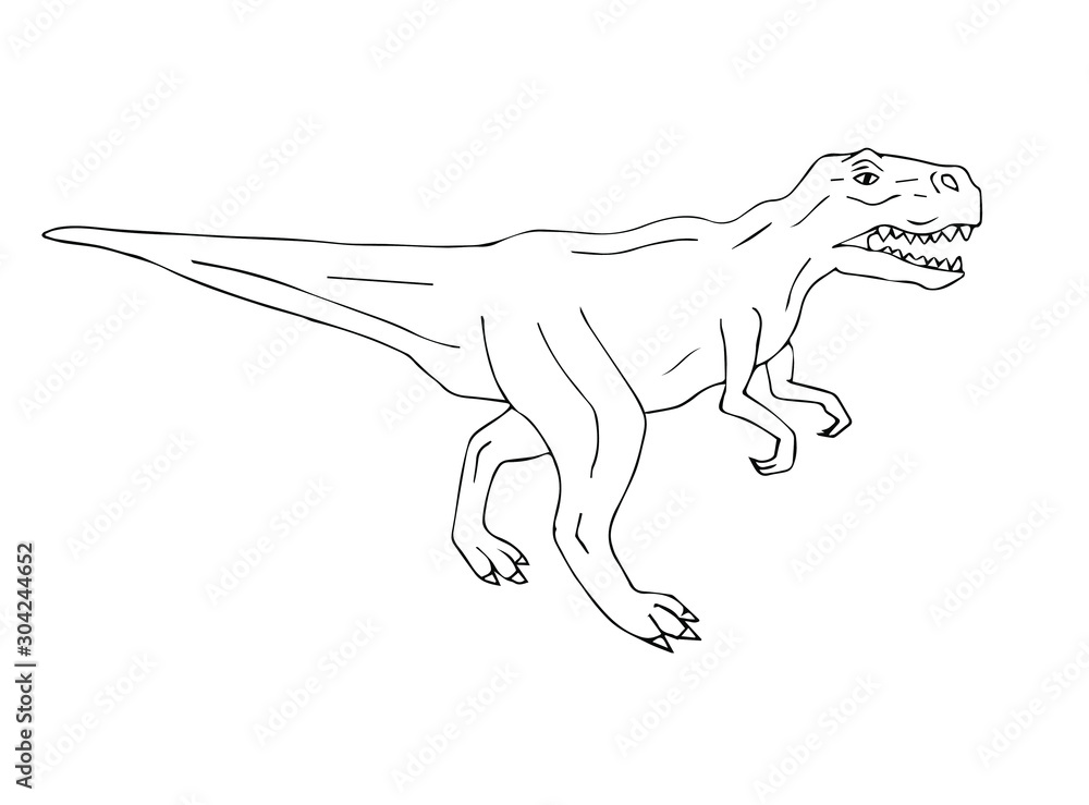 Vector black hand drawn outline sketch tyrannosaur rex dinosaur isolated on white background Vector black hand drawn outline sketch tyrannosaur rex dinosaur isolated on white background