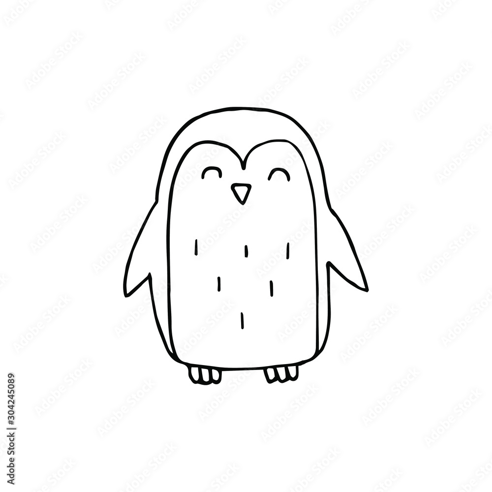 Vector black outline hand drawn doodle penguin isolated on white background Vector black outline hand drawn doodle penguin isolated on white background