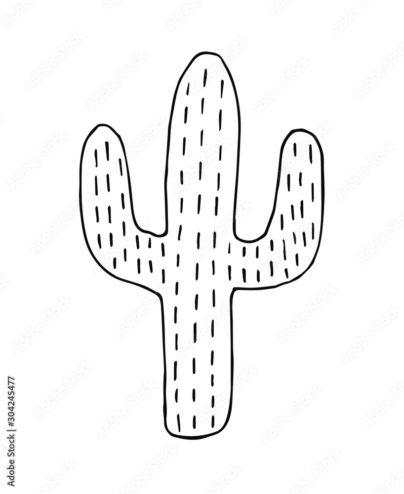 Vector hand drawn doodle sketch black outline cactus isolated on white background Vector hand drawn doodle sketch black outline cactus isolated on white background