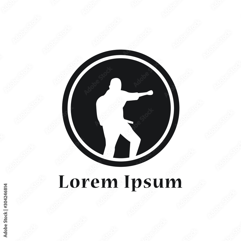 Taekwondo Logo Design Template. Martial arts Vector Illustration