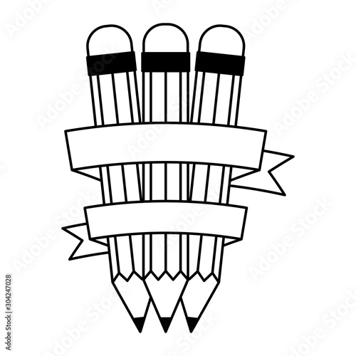 pencils colors supplies with ribbon frame
