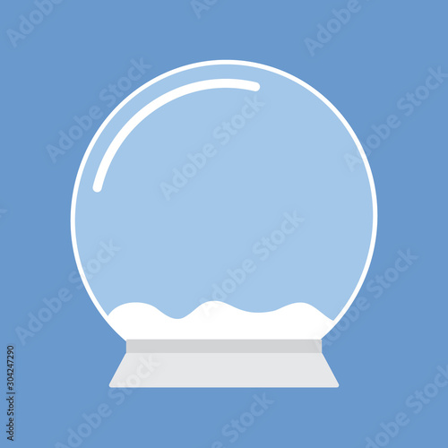 Vector flat cartoon empty snow ball template isolated on blue background