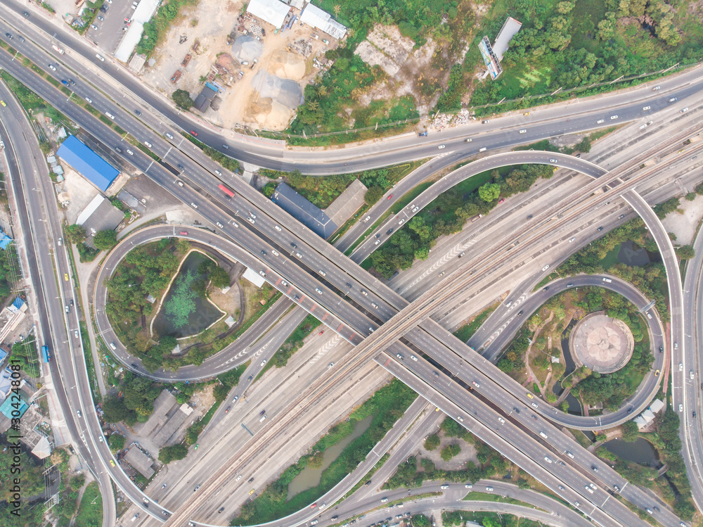 Transport junction city road with roundabount Transport junction city road with roundabount