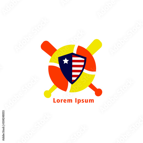 Softbal logo / emblem template. Vector softbal league logo with ball. Sport badge for tournament championship or league.