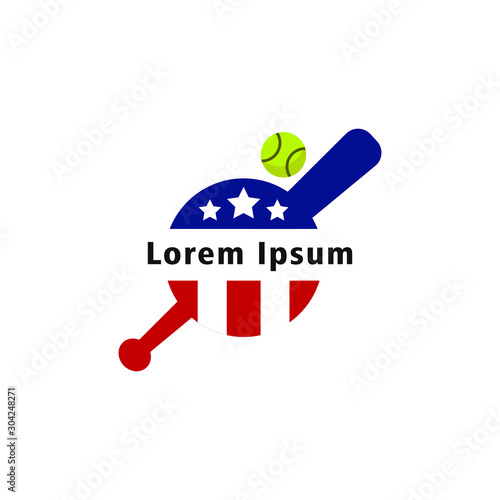 Softbal logo / emblem template. Vector softbal league logo with ball. Sport badge for tournament championship or league.