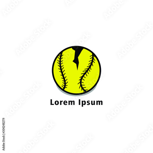 Softbal logo / emblem template. Vector softbal league logo with ball. Sport badge for tournament championship or league.