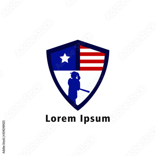 Softbal logo / emblem template. Vector softbal league logo with ball. Sport badge for tournament championship or league.