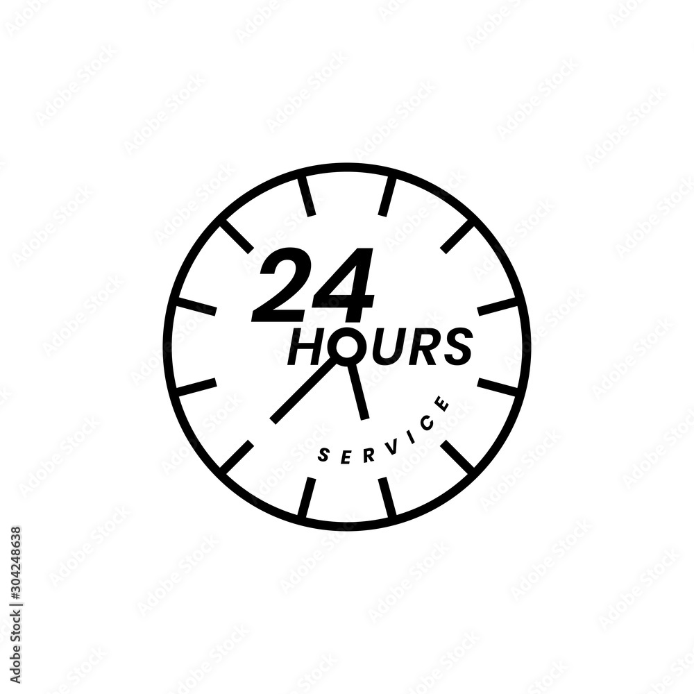 Simple 24 hour service icon Simple 24 hour service icon