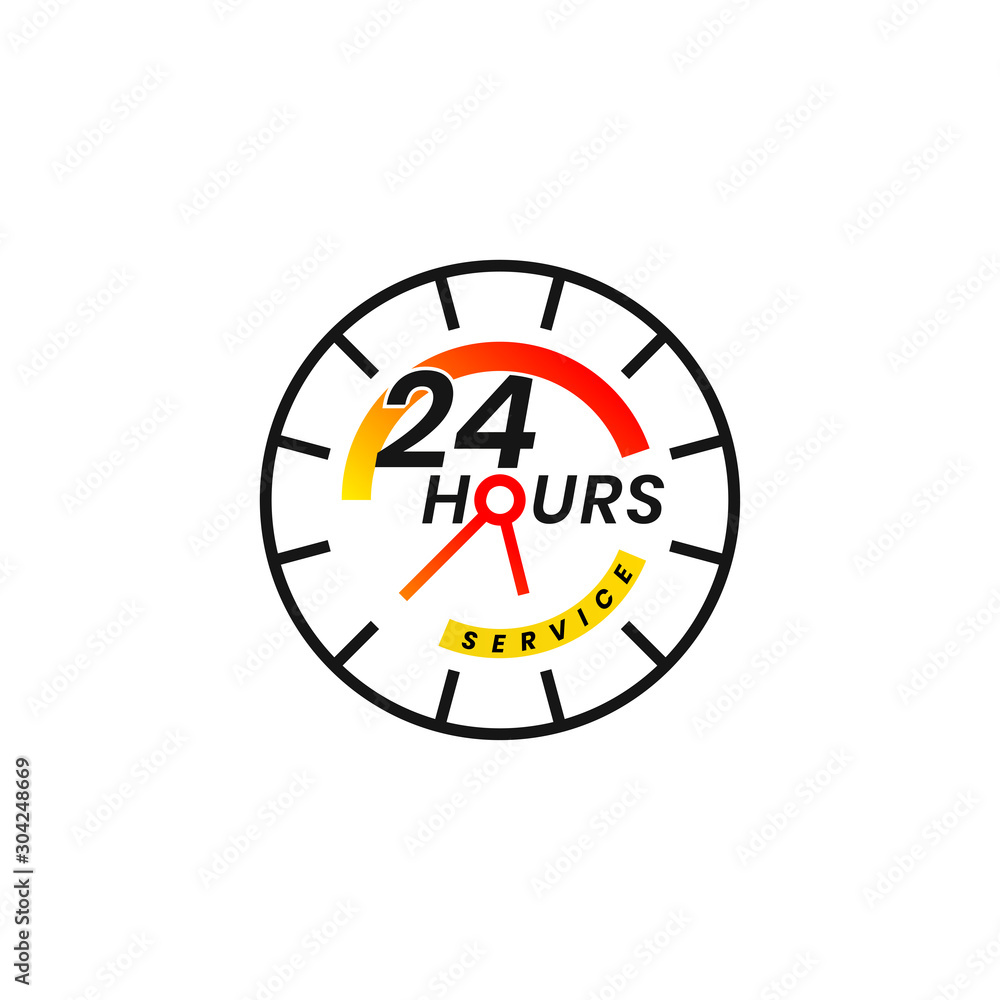 Simple 24 hour service icon Simple 24 hour service icon
