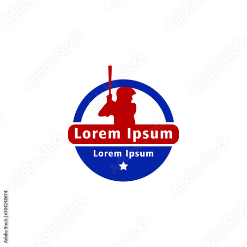 Softbal logo / emblem template. Vector softbal league logo with ball. Sport badge for tournament championship or league.