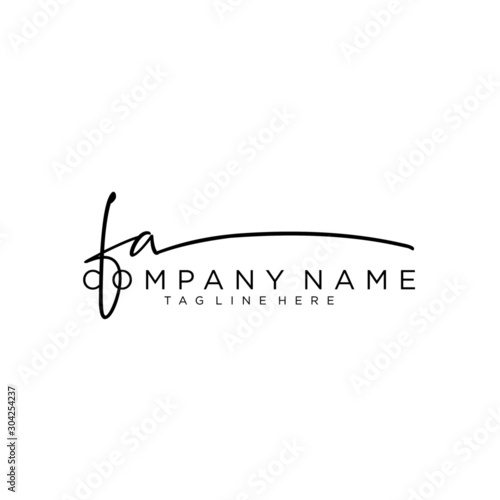 Initial letter FA Signature handwriting Logo Vector	