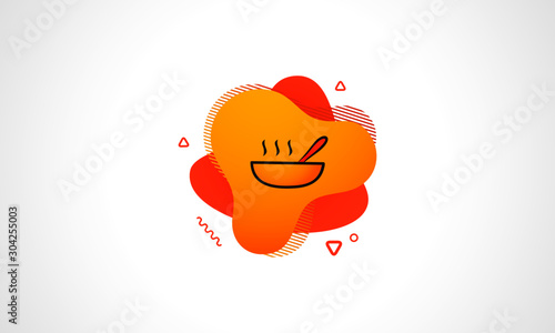 vegetable bowl icon isolated on white background. Restaurant and Kitchen icon. Abstract banner with liquid shapes. Vector Illustration