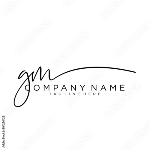 Initial letter GM Signature handwriting Logo Vector	 photo