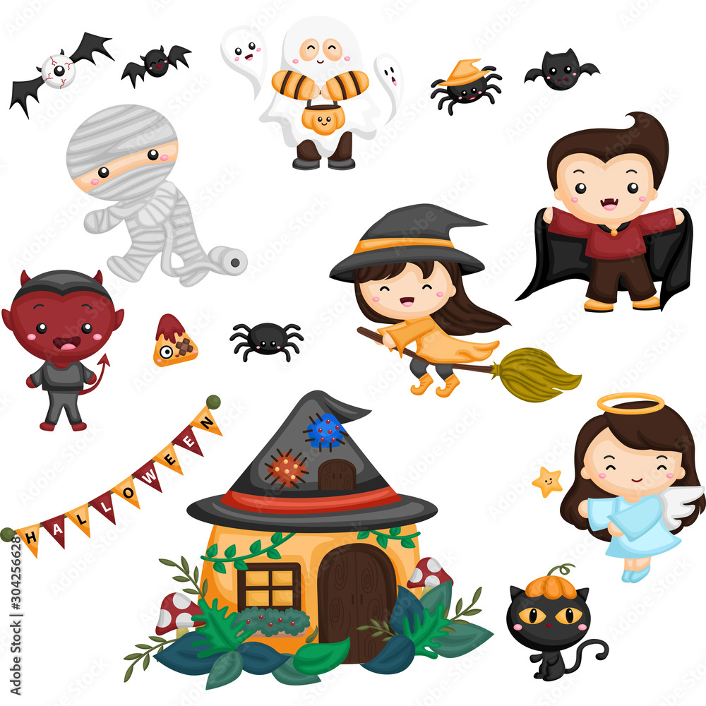 Halloween house and the character Halloween house and the character