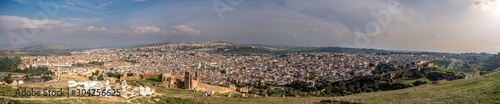 Panorama view of the city.View from the top. Sunny day in Fez, Morocco.