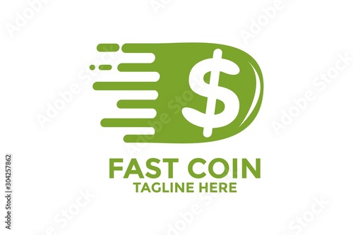 Fast Coin Logo with wings designs concept vector, Fast Cash logo template, Money logo designs
