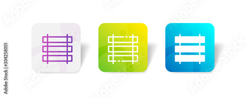 train railway outline and solid icon in smooth gradient background button