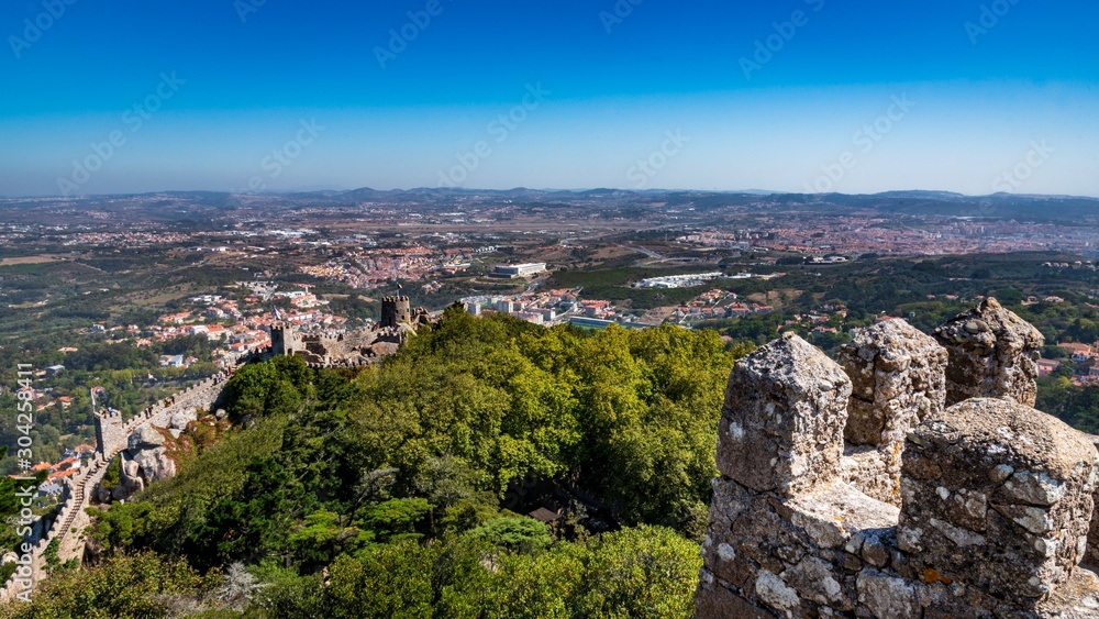 Medievel Castle of the Moors in the Sintra region of Portugal. 